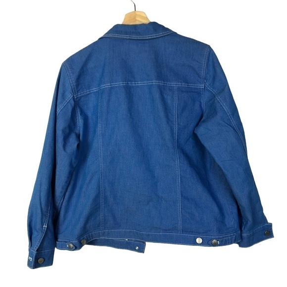 Denim & Co Indigo Blue Wash Button Down Trucker Jean Jacket M - Picture 2 of 4
